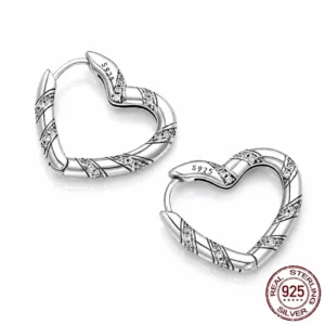 Créoles Cœur en Argent 925 Serties de Zirconiums.