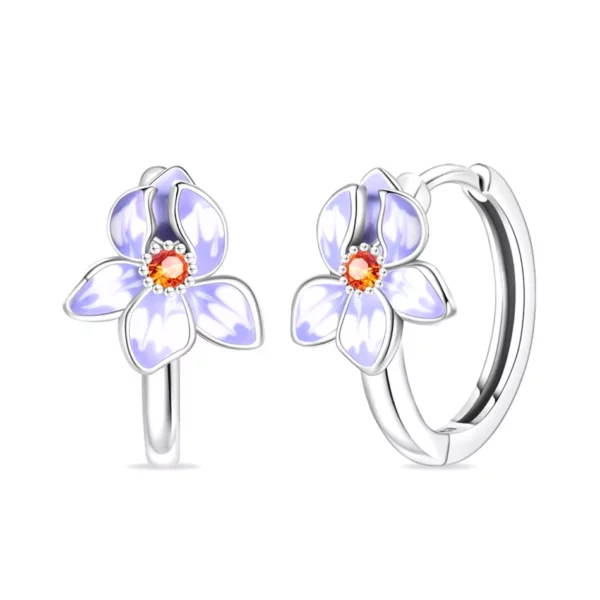 Créoles Fleur d’Orchidée en Argent 925 et Zircon Orange.