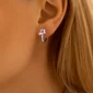 Créoles Fleur d’Orchidée en Argent 925 et Zircon Orange (sur lobe)