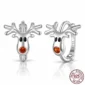Créoles Renne de Noël en Argent 925 & Zirconium Rouge.