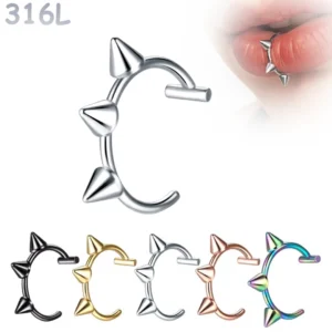 Faux Piercing Anneau à Pointes pour Lèvre.