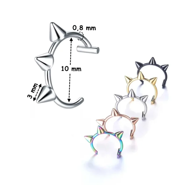 Faux Piercing Anneau à Pointes pour Lèvre (dimensions) Faux Piercing Anneau à Pointes pour Lèvre (dimensions).