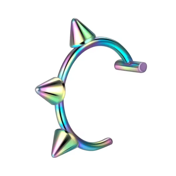 Faux Piercing Anneau à Pointes pour Lèvre en Acier 316L Multicolore PVD Faux Piercing Anneau à Pointes pour Lèvre en Acier 316L Multicolore PVD.