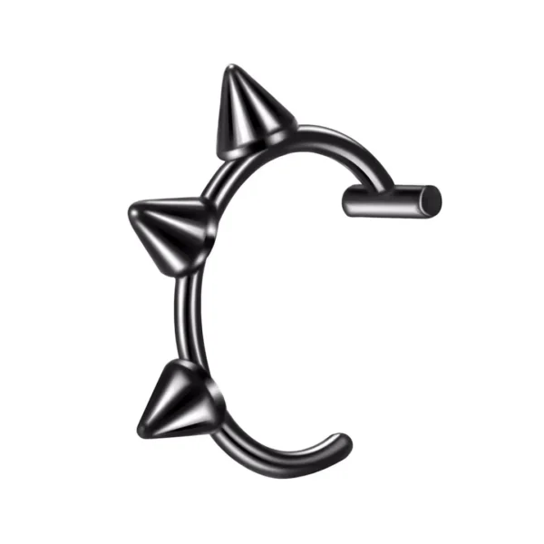 Faux Piercing Anneau à Pointes pour Lèvre en Acier 316L Noir PVD Faux Piercing Anneau à Pointes pour Lèvre en Acier 316L Noir PVD.