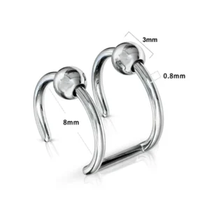 Faux Piercing Double Anneau avec Billes en Acier 316L (dimensions) Faux Piercing Double Anneau avec Billes en Acier 316L (dimensions).