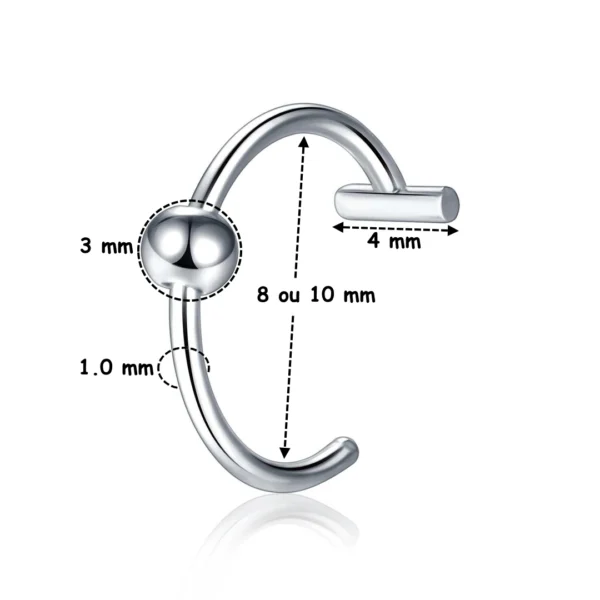 Faux Piercing Lèvre Anneau Perlé 8-10 mm en Acier 316L Poli Faux Piercing Lèvre Anneau Perlé 8-10 mm en Acier 316L Poli.