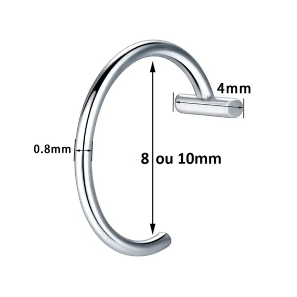 Faux Piercing Lèvre Anneau en Acier Chirurgical (dimensions) Faux Piercing Lèvre Anneau en Acier Chirurgical (dimensions).