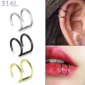 Faux Piercing Lèvre Cartilage Double Anneau en Acier.