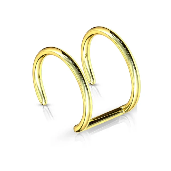 Faux Piercing Lèvre Cartilage Double Anneau en Acier (variante couleur doré PVD) Faux Piercing Lèvre Cartilage Double Anneau en Acier (variante couleur doré PVD).