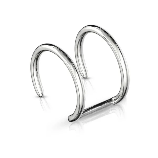 Faux Piercing Lèvre Cartilage Double Anneau en Acier (variante teinte acier brut) Faux Piercing Lèvre Cartilage Double Anneau en Acier (variante teinte acier brut).