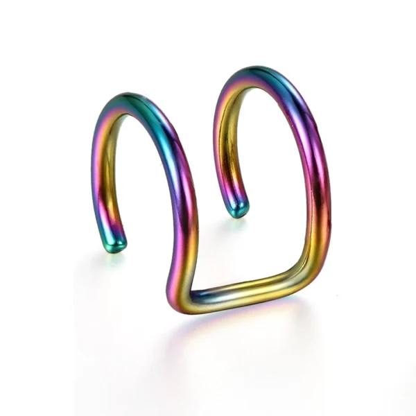 Faux Piercing Lèvre ou Cartilage Anneau Double Acier 316L (variante multicolore PVD) Faux Piercing Lèvre ou Cartilage Anneau Double Acier 316L (variante multicolore PVD).