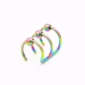Faux Piercing Triple Anneau avec Billes en Acier 316L Multicolore PVD.