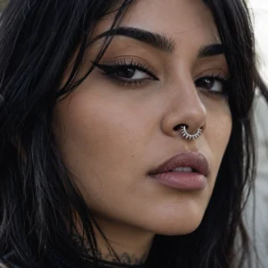 Femme avec Piercing Clicker Demi-Anneau à Pointes Acier 316L.