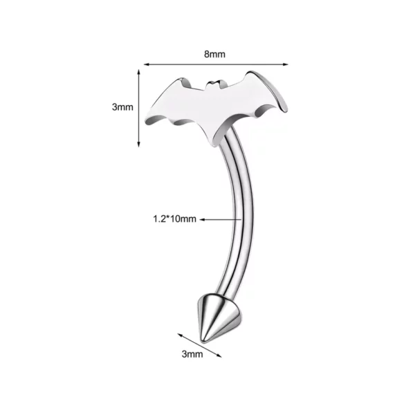 Piercing Banane Chauve-Souris et Spike en Acier Chirurgical (variante 10mm).