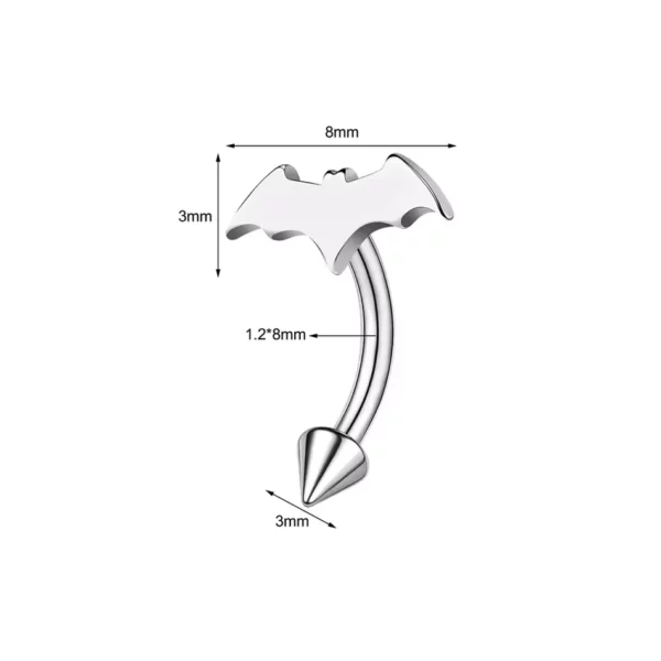 Piercing Banane Chauve-Souris & Spike en Acier Chirurgical (variante 8mm) Piercing Banane Chauve-Souris et Spike en Acier Chirurgical (variante 8mm).