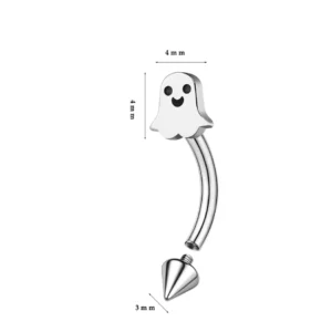 Piercing Banane Fantôme & Spike en Acier Chirurgical (dimensions).