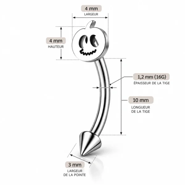 Piercing Citrouille & Pointe Conique Banane 16G 10 mm Acier Chirurgical 316L Piercing Citrouille & Pointe Conique Banane 16G 10 mm Acier Chirurgical 316L.