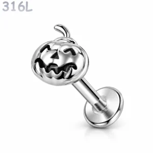 Piercing Citrouille Texturée Labret 16G Acier 316L.