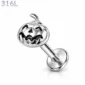Piercing Citrouille Texturée Labret 16G Acier 316L.