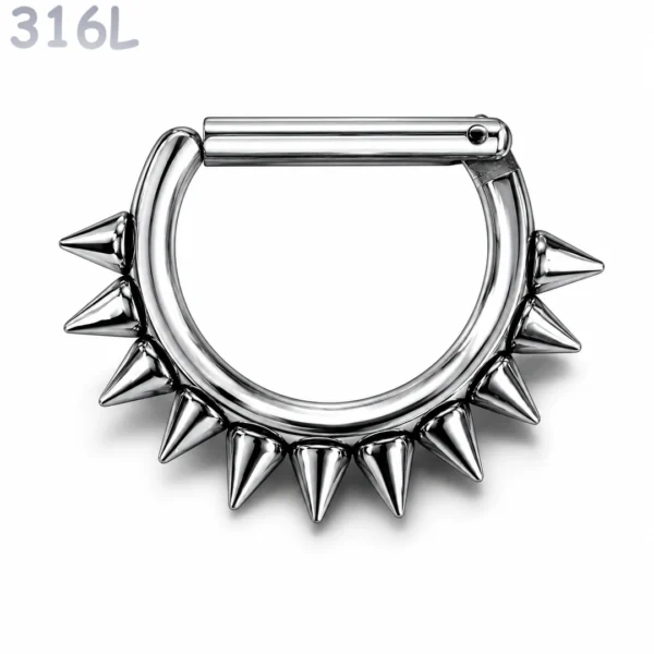 Piercing Clicker Demi-Anneau à Pointes Acier 316L.