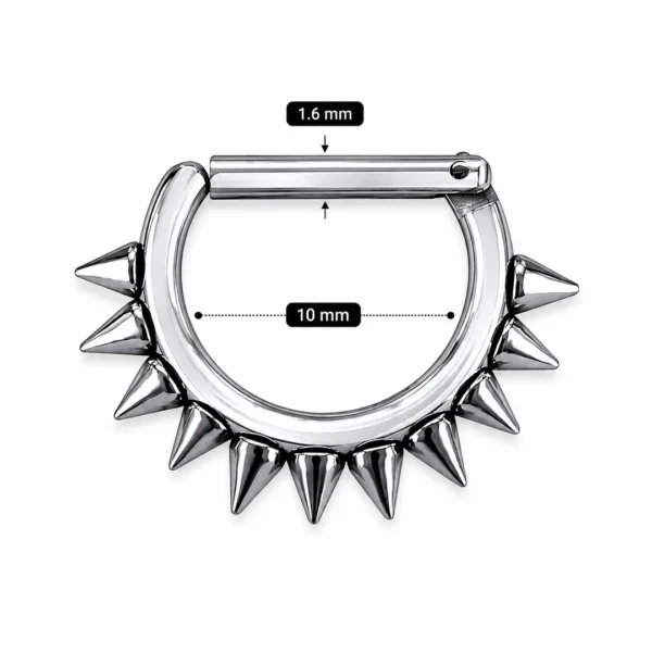Piercing Clicker Demi-Anneau à Pointes Acier 316L (dimensions) Piercing Clicker Demi-Anneau à Pointes Acier 316L (dimensions).
