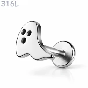 Piercing Fantôme Halloween Labret 16G Acier 316L.