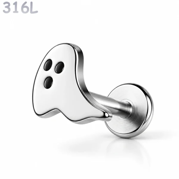Piercing Fantôme Halloween Labret 16G Acier 316L Piercing Fantôme Halloween Labret 16G Acier 316L.
