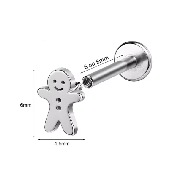 Piercing Labret Pain d’Épices en Acier (dimensions) Piercing Labret Pain d’Épices en Acier (dimensions).