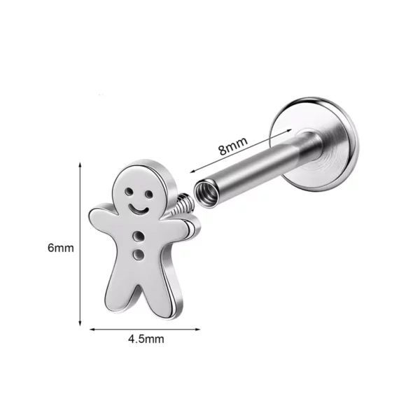 Piercing Labret Pain d’Épices en Acier (variante 8mm) Piercing Labret Pain d’Épices en Acier (variante 8mm).