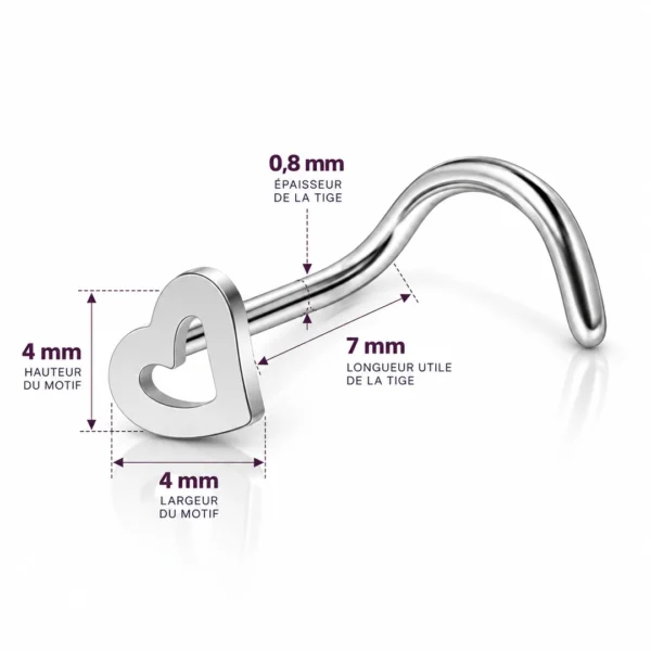 Piercing Narine Cœur Évasé en Acier 316L (dimensions) Piercing Narine Cœur Évasé en Acier 316L (dimensions).