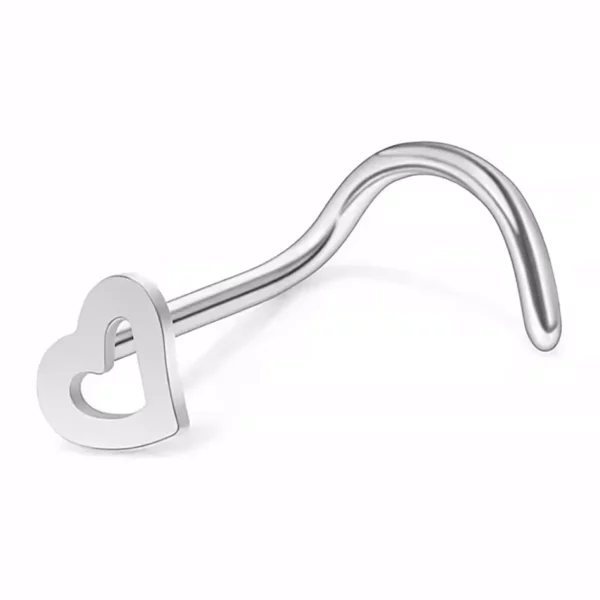 Piercing Narine Stud en U Cœur Creux en Acier (variante acier).