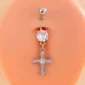 Piercing Nombril Croix Gothique en Titane et Zircons (sur nombril).