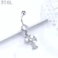 Piercing Nombril Croix Majestueuse Pavée de Zirconiums.