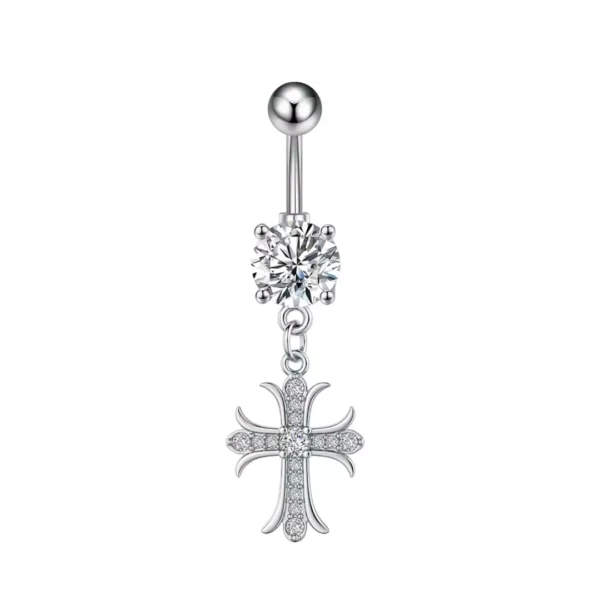 Piercing Nombril Croix Majestueuse Pavée de Zirconiums Acier 316L Piercing Nombril Croix Majestueuse Pavée de Zirconiums Acier 316L.