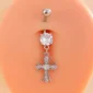 Piercing Nombril Croix Majestueuse Pavée de Zirconiums (présentation).