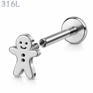 Piercing Pain d’Épices Labret 16G en Acier 316L.