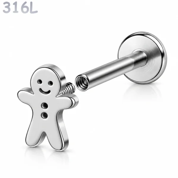 Piercing Pain d’Épices Labret 16G en Acier 316L.