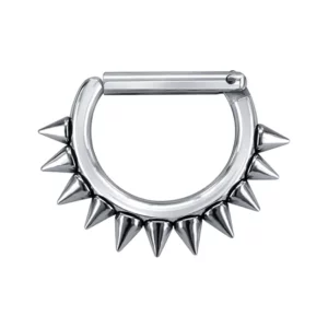 Piercing Septum Clicker Demi-Cercle en Acier avec Spikes.