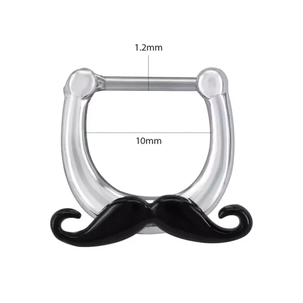 Piercing Septum Clicker Moustache en Acier Chirurgical (dimensions) Piercing Septum Clicker Moustache en Acier Chirurgical (dimensions).