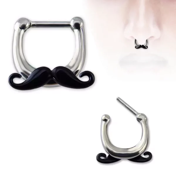 Piercing Septum Clicker Moustache en Acier Chirurgical (mécanisme ouverture) Piercing Septum Clicker Moustache en Acier Chirurgical (mécanisme ouverture).