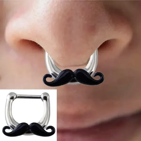Piercing Septum Clicker Moustache en Acier Chirurgical (sur septum) Piercing Septum Clicker Moustache en Acier Chirurgical (sur septum).