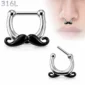 Piercing Septum Clicker à Moustache Noire Acier 316L.