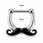 Piercing Septum Clicker à Moustache Noire Acier Chirurgical 316L (dimensions).