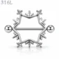 Piercing Téton Flocon de Neige en Acier avec Zirconiums.