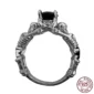 Bague Gothique Squelettes Prosternés Argent 925 Zircon Noir