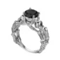 Bague Gothique Squelettes Prosternés en Argent 925 avec Zircon Noir.