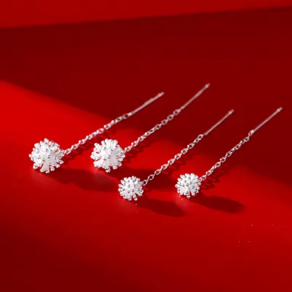 Boucles D'Oreilles Pendantes Pissenlit Argenté 3 Boucles D'Oreilles Pendantes Pissenlit Argenté.