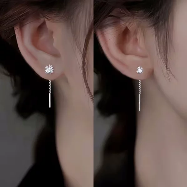 Boucles D'Oreilles Pendantes Pissenlit Argenté 5 Boucles D'Oreilles Pendantes Pissenlit Argenté.