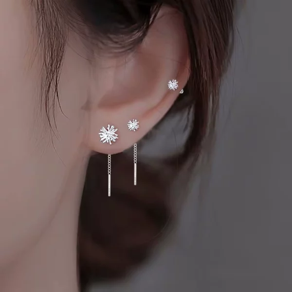 Boucles D'Oreilles Pendantes Pissenlit Argenté (compo).
