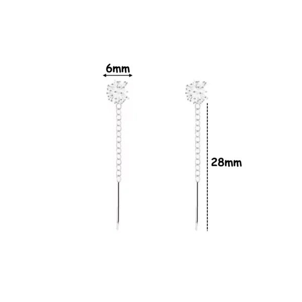 Boucles D'Oreilles Pendantes Pissenlit Argenté (variante 6mm) Boucles D'Oreilles Pendantes Pissenlit Argenté (variante 6mm).